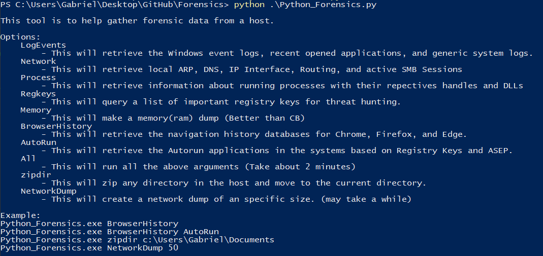 Forensics with Python - Custom tool for data collection